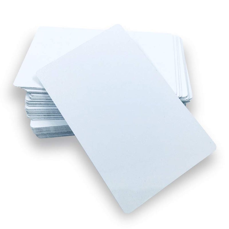 ebamaz 50pcs Thick 0.45mm Sublimation Metal Business Cards Aluminum Blanks 3.4x2.1X0.018 inch for Color Print Laser Engrave (Pearl White) - Image 1